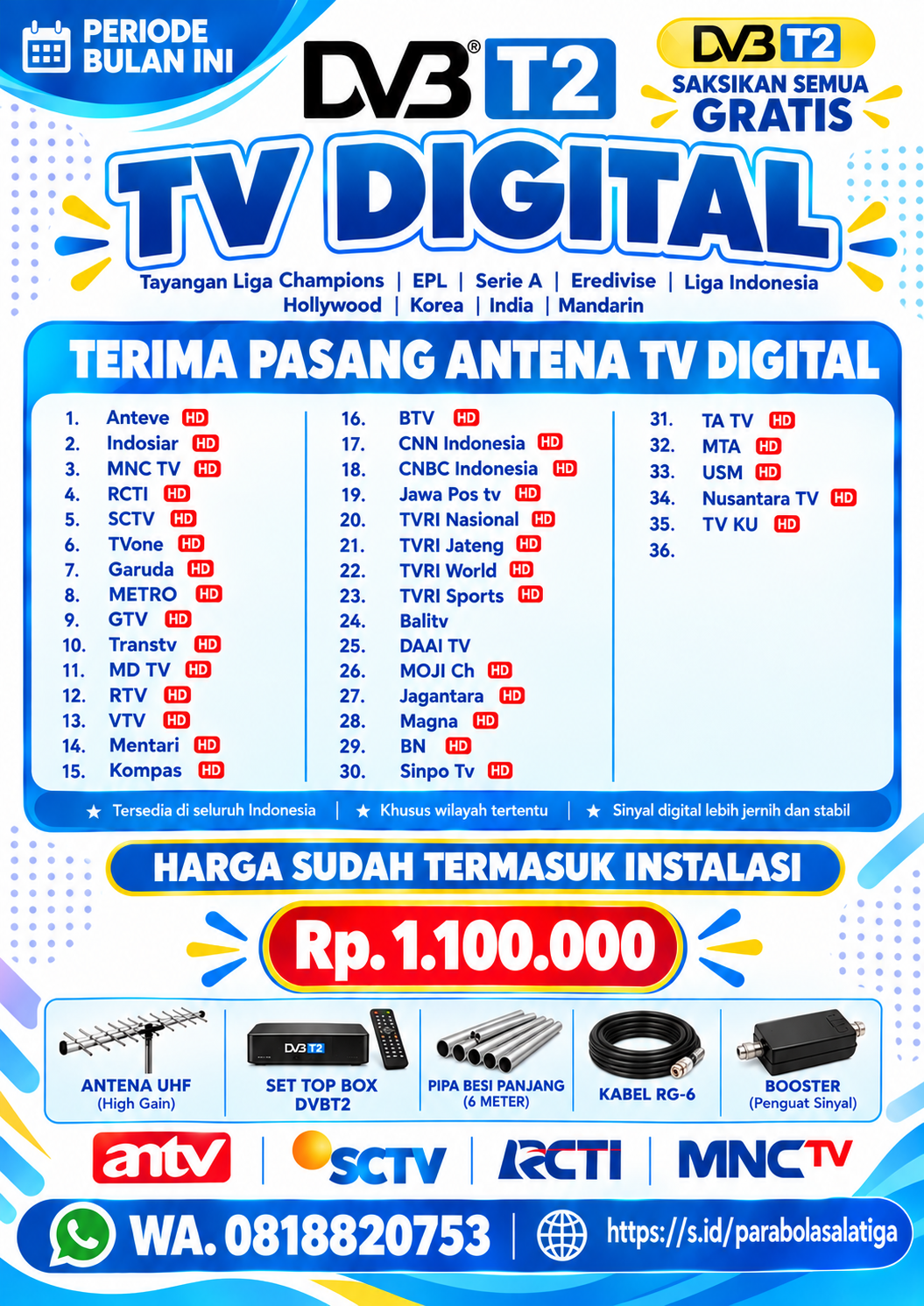 Paket pasang antena TV DIGITAL